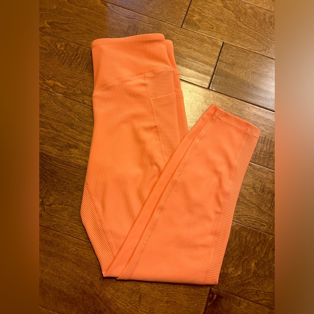 Old navy bright orange/coral high waisted ribbed leggings
